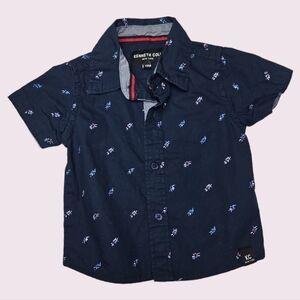 Kenneth Cole Boys 12 Months Button Down Shirt Short Sleeve Navy Blue